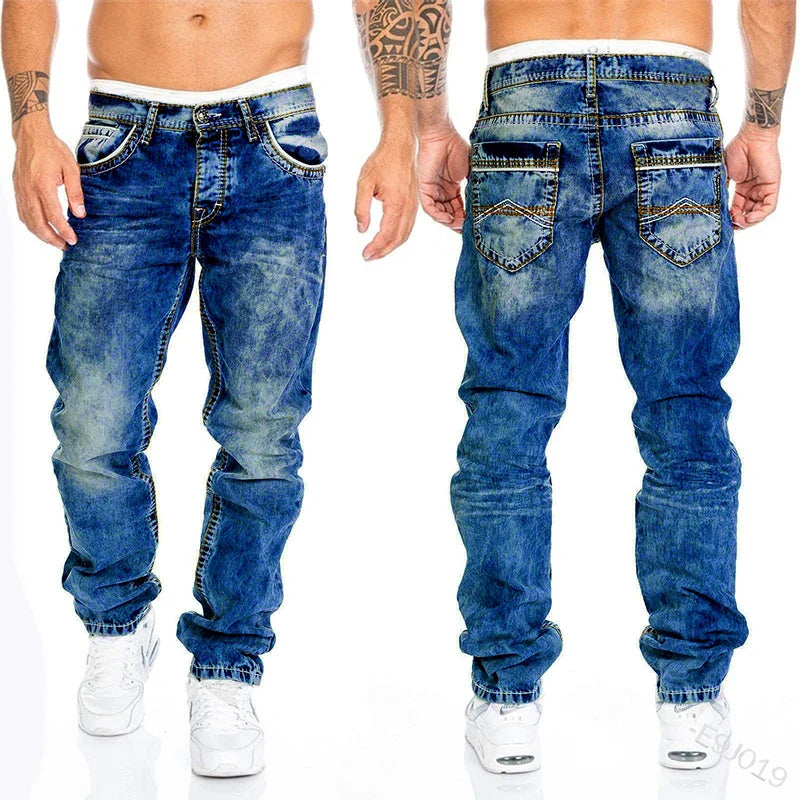 Mens Jeans Brands Straight Stretch Slim Jean Casual Pants Denim Trousers Baggy Jeans Black Blue-Dollar Bargains Online Shopping Australia