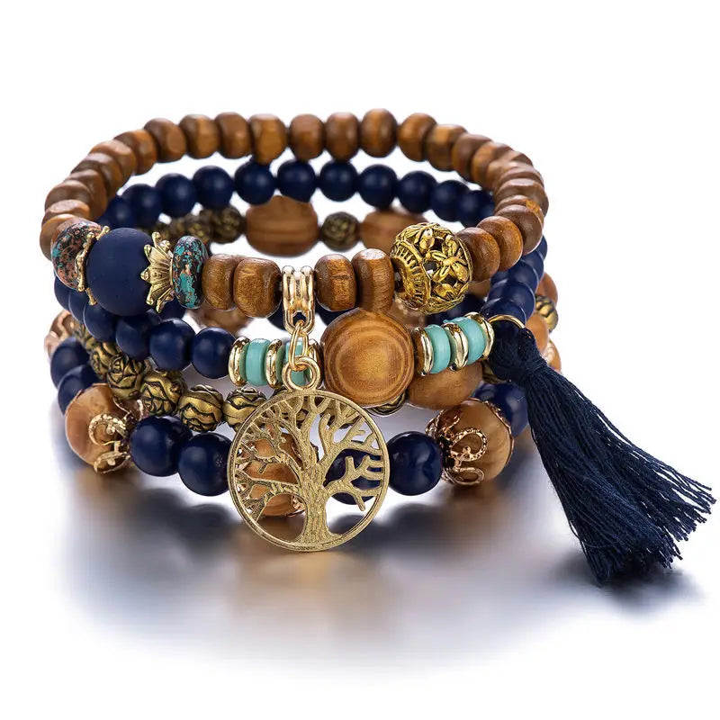 Fashion Retro Boho Multilayer Wood Beaded Bracelet Fairy Bangle Beads Bangles Women Bracelet Jewelry Gift Women's Jewelry Gifts-Dollar Bargains Online Shopping Australia
