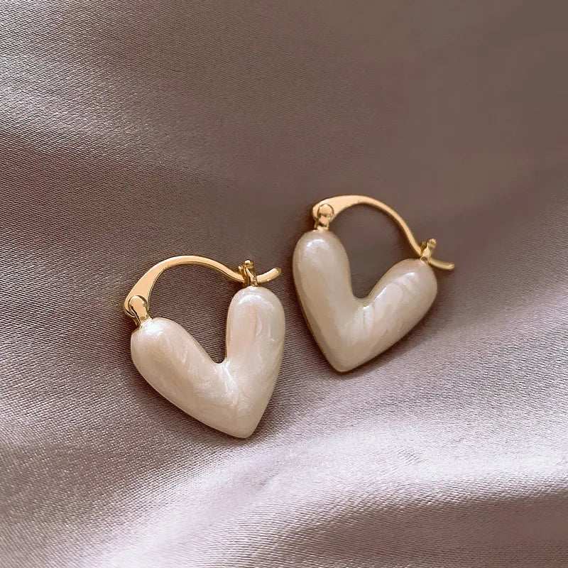 Heart Stud Earrings For Women Korean Elegant Light Luxury Love Dangle Earring Fashion Simple Drop Jewelry Girls Gift