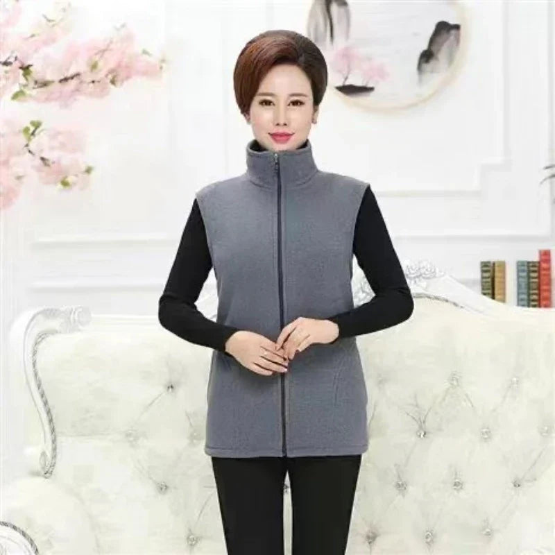 Plus Size Autumn Women Polar Fleece Fabric Vest Large Sleeveless Jacket Fashion Zipper Women's Leisure gilet-Dollar Bargains Online Shopping Australia