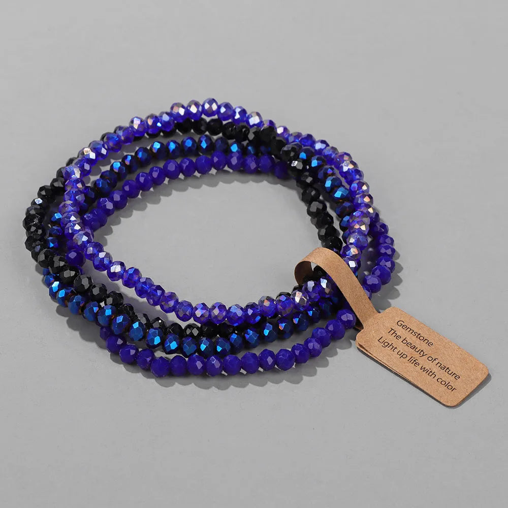 Colorful Glass Crystal Bracelets Set 4Pcs Faceted Pink Glass Crystal Bead Stretch Bangle Jewelry Gift For Women Girls Friend-Dollar Bargains Online Shopping Australia