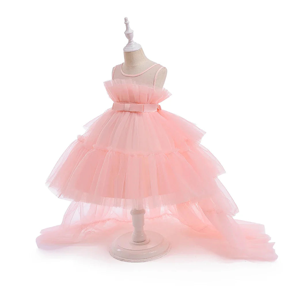 Baby Girl Tulle Trailing White Baptism Dresses Princess Bow Party Wedding Birthday Bridesmaid Dress First Communion Gown-Dollar Bargains Online Shopping Australia
