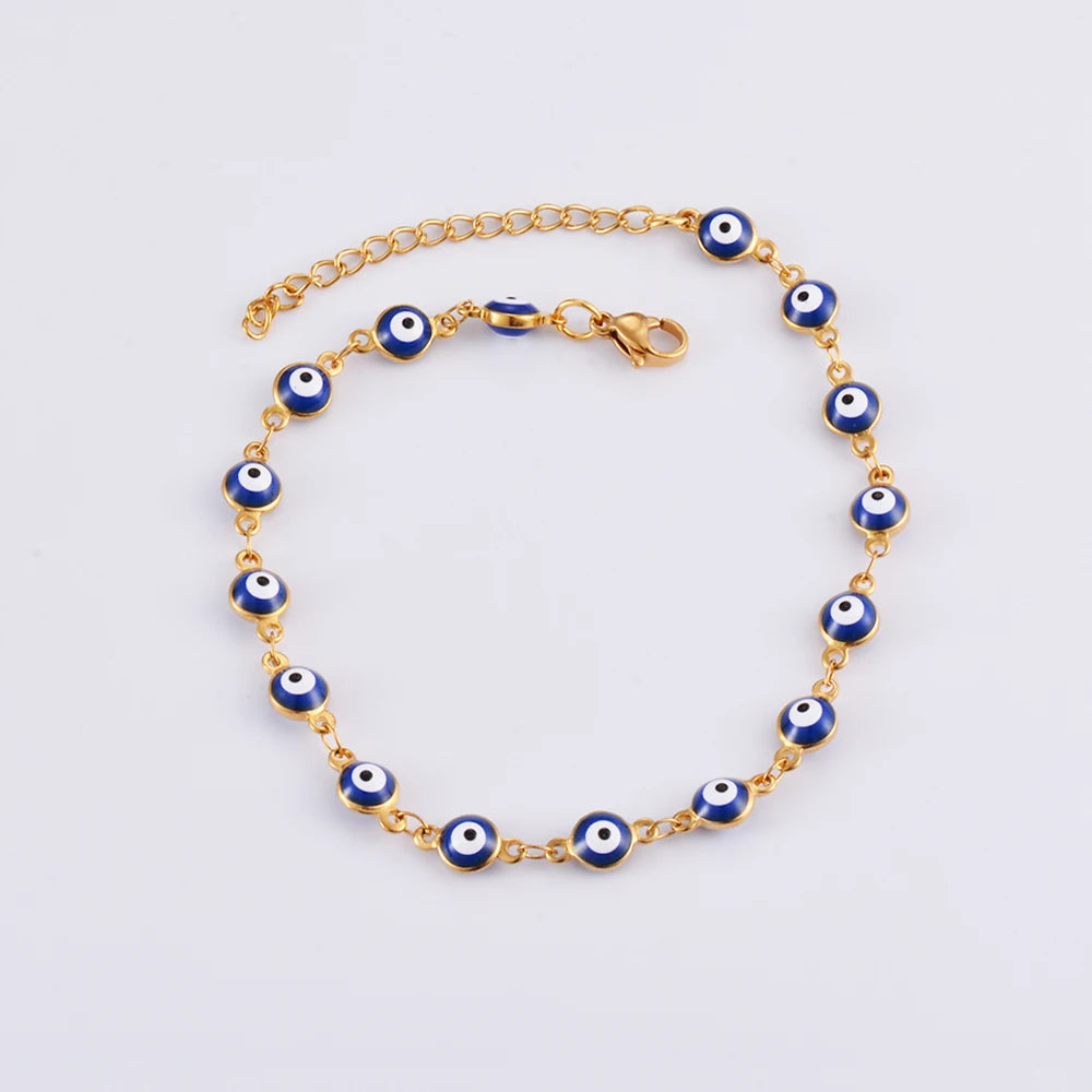 Bracelets Blue Red Evil Eye Enamel Bead Bracelet For Women Lucky Turkish eye Jewelry Gifts