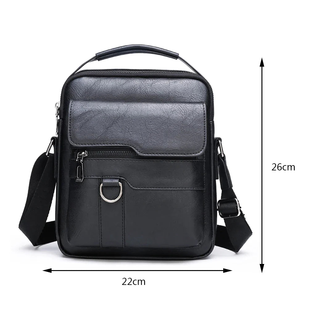 Mens Crossbody Messenger Bags Business Casual Handbag Brand New High Quality Leather Shoulder Bag For Work Casual Travel Male