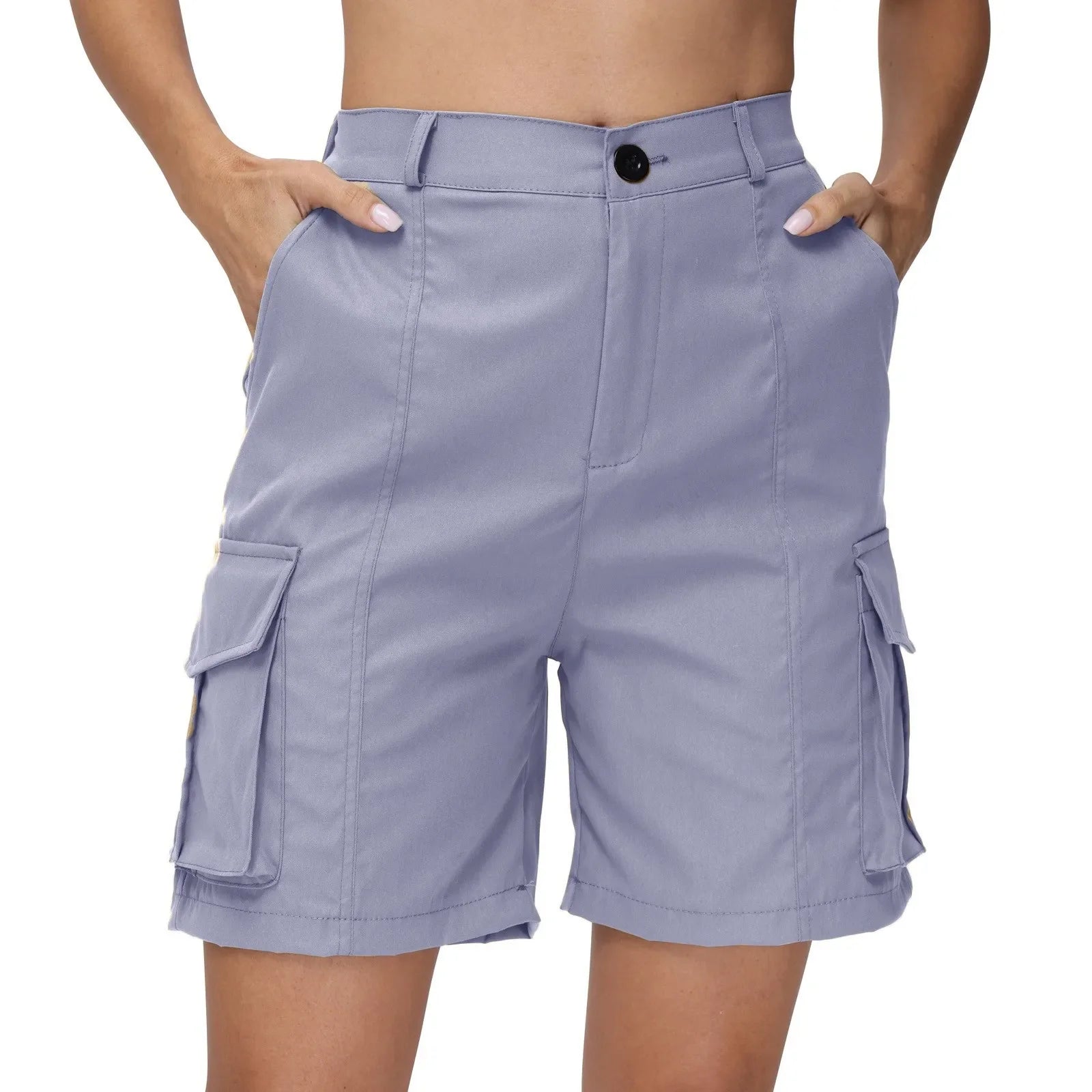 Women Summer Cargo Shorts Solid Casual Pockets Beach Short Pants Short Pants All Match Streetwear Bottoms-Dollar Bargains Online Shopping Australia