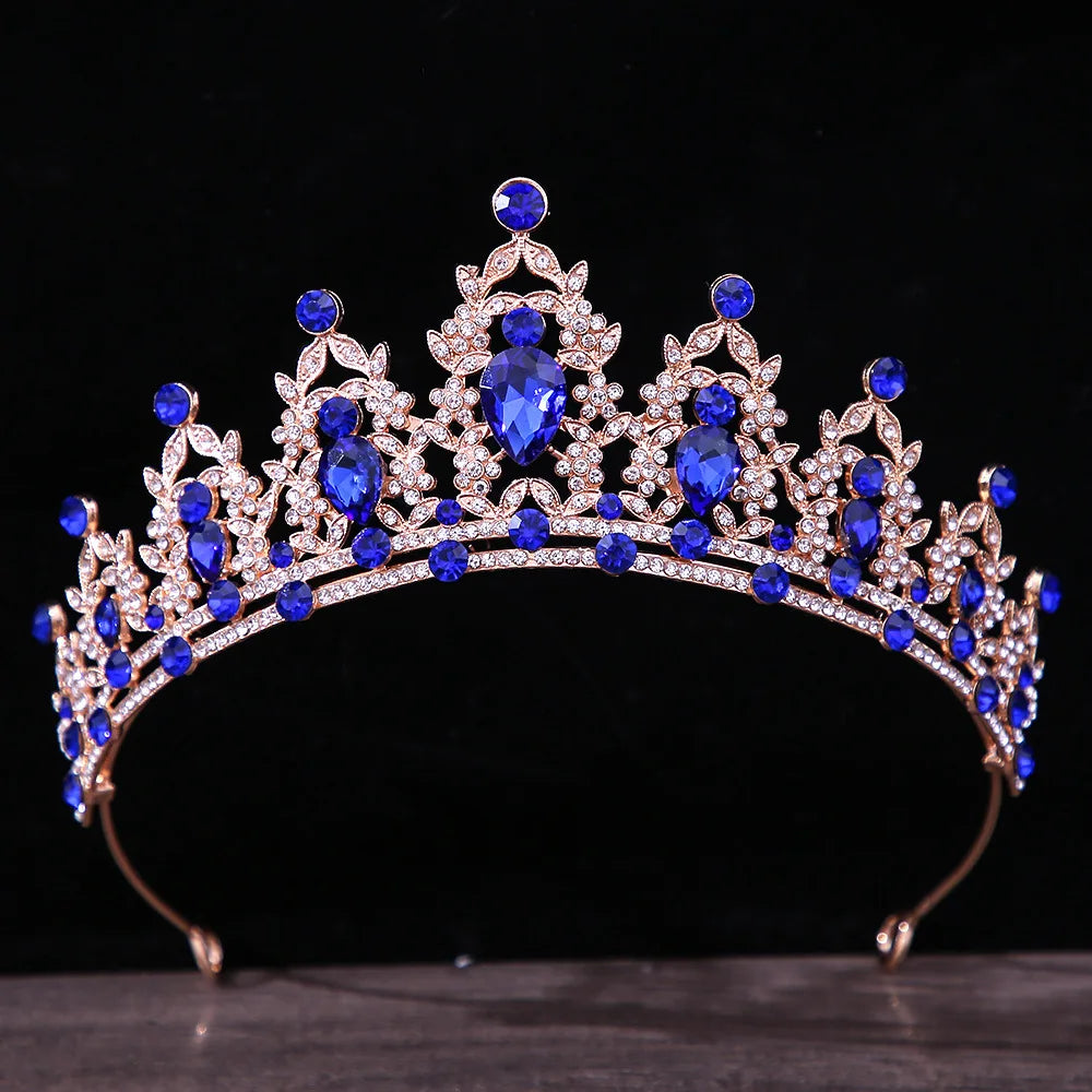 Crystal Crown Hair Accessories Tiara For Women Party Red Purple Rhinestone Bridal Crown New Hair Jewelry