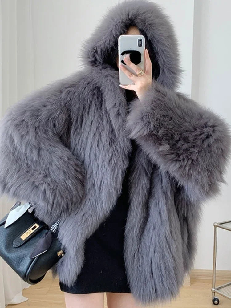 Winter Jackets Faux Fur Coat Women Korean Coat Hooded Fur Jacket-Dollar Bargains Online Shopping Australia