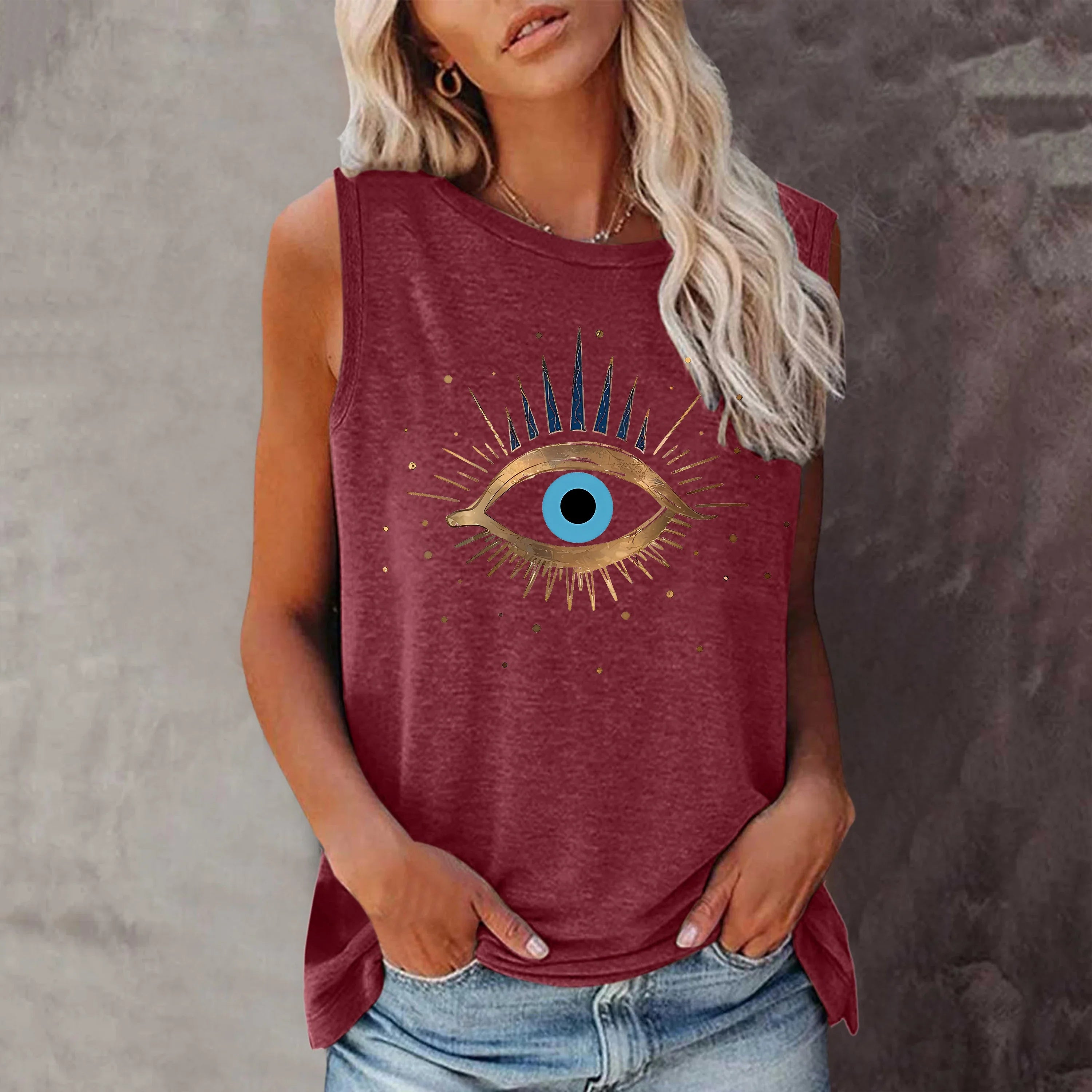 Eye T-shirt Short Sleeve Crew Neck Casual Top Women Clothing Y2k Top-Dollar Bargains Online Shopping Australia