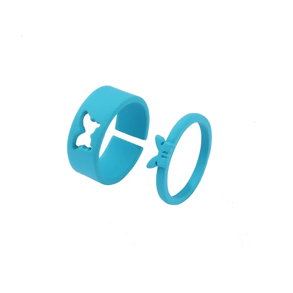 Drip Oil Love Set Ring For Women Simple Light Luxury Ladies Smiley Butterfly Jewelry Birthday Party Gifts-Dollar Bargains Online Shopping Australia