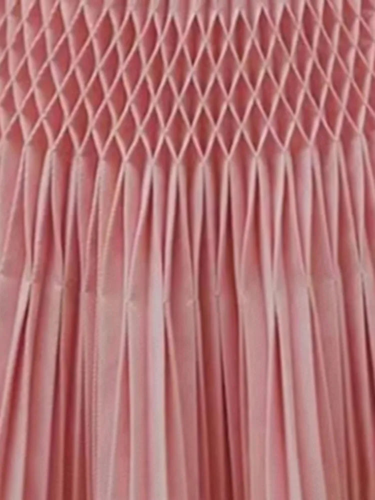 Dress V-neck Pleated Buttons 3D Flower Patchwork A-line Women's Evening Party Dresses-Dollar Bargains Online Shopping Australia