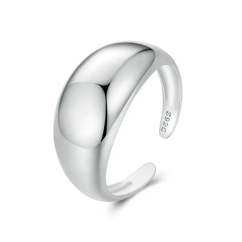 925 Sterling Silver Chunky Rings for Women Adjustable Bold Thick Statement Rings for Women Minimalist Rings-Dollar Bargains Online Shopping Australia