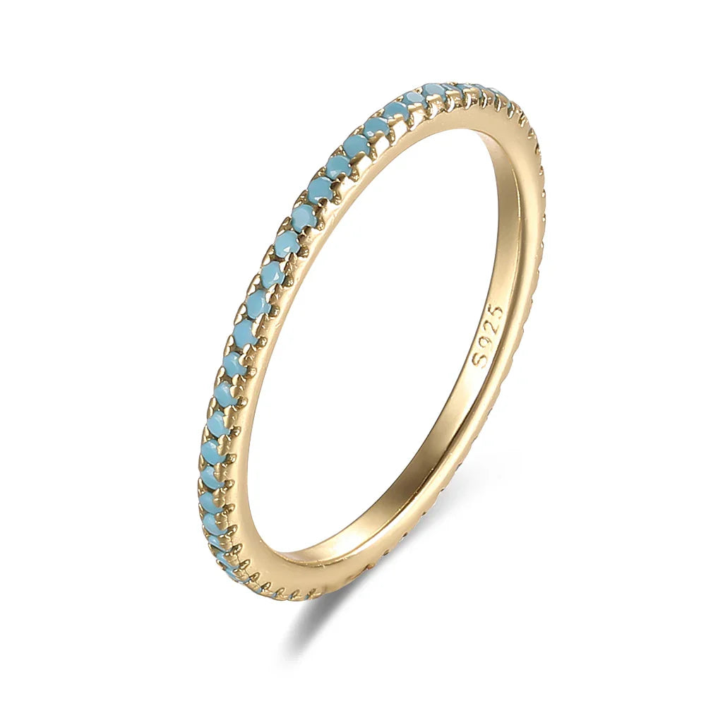 Real 925 Sterling Silver Colorful CZ Rings Stack-able Personalized Gold Color Platinum Plated for Women Fine-Dollar Bargains Online Shopping Australia