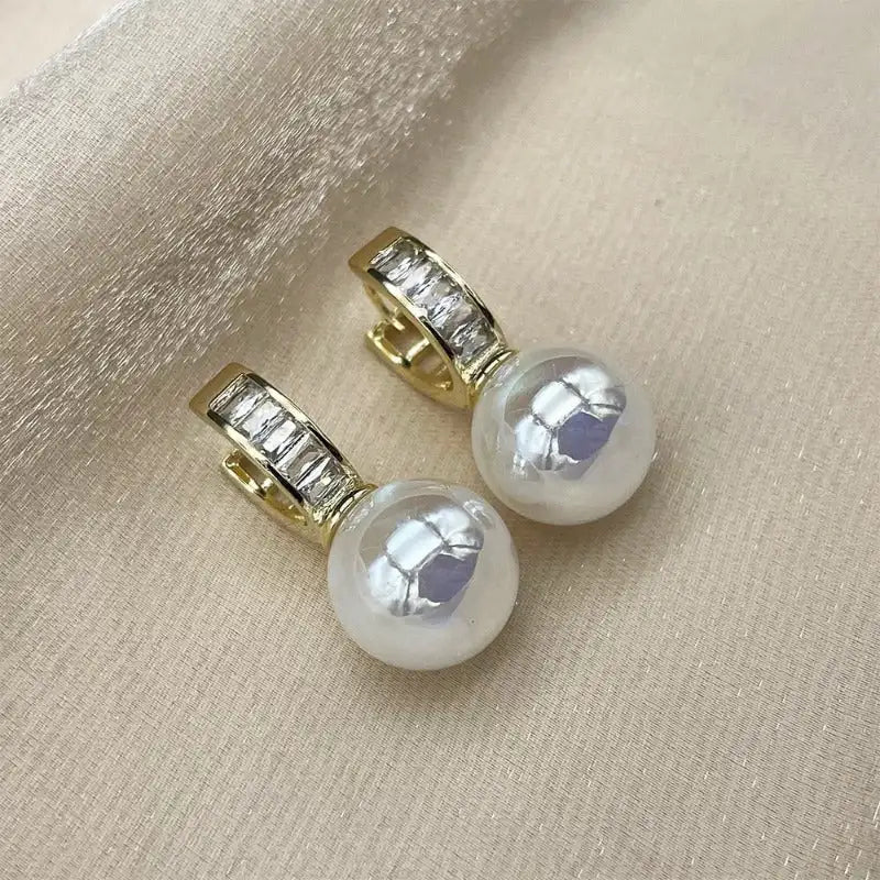 Pearl Earrings for Women Gold Color Temperament Lady's Accessory Wedding Party Trendy Jewelry