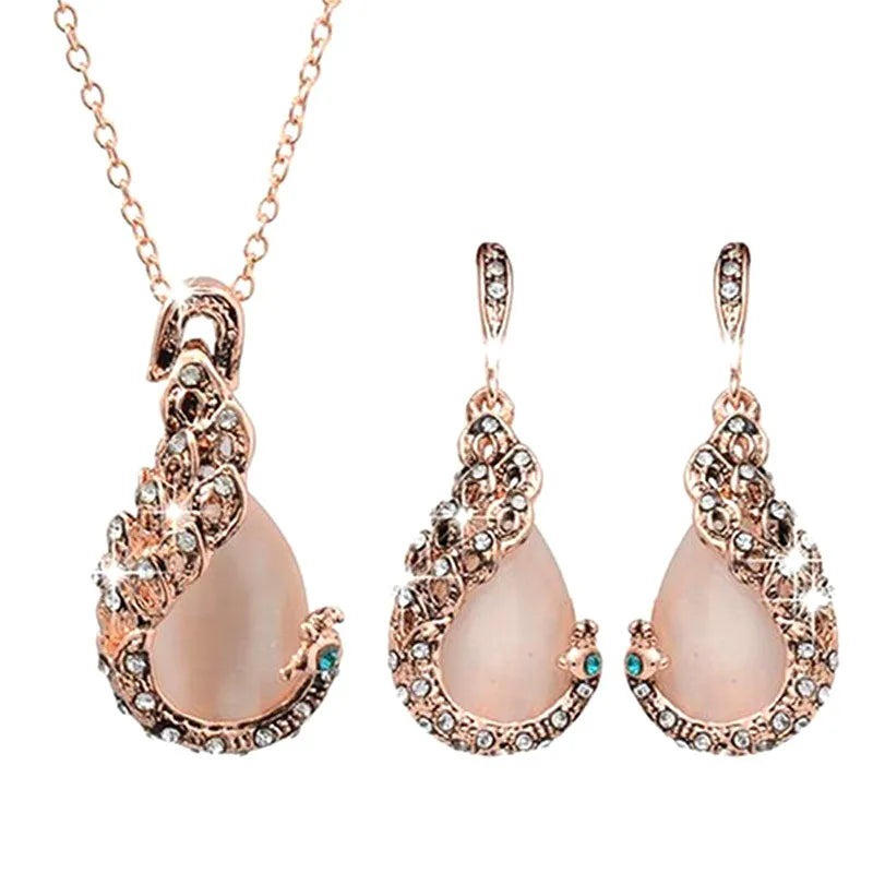 3pcs/set Jewelry Sets Women Elegant Waterdrop Rhinestone Pendant Necklace Hook Earrings Jewelry Set-Dollar Bargains Online Shopping Australia