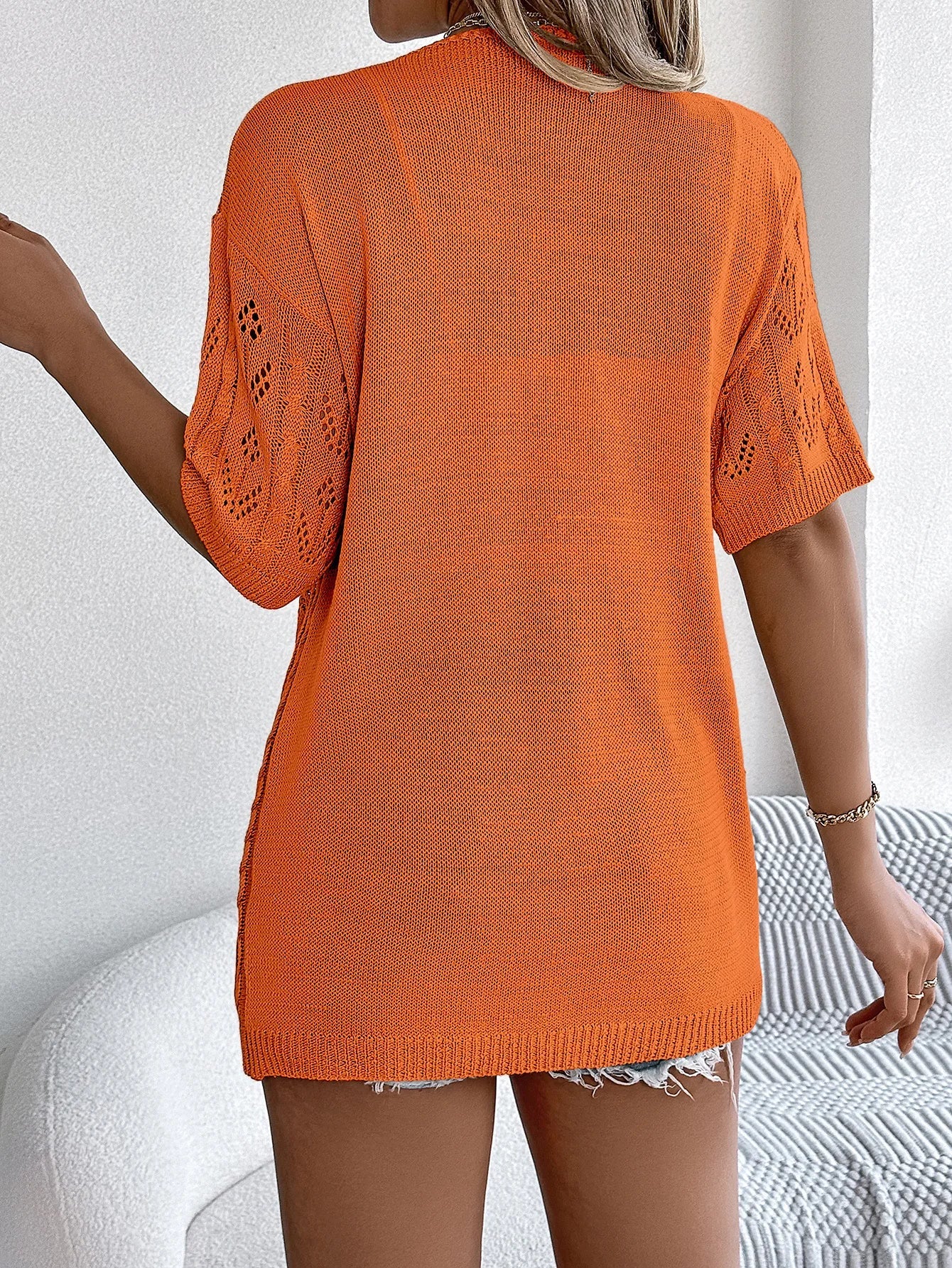 Casual Solid Color Hollow Out Knitted Cardigan Sun Proof Tops for Women-Dollar Bargains Online Shopping Australia