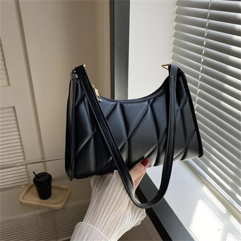 Black Trendy Women Shoulder Bag Pu Handbags Crossbody Bags Small Handle Bags Shopper Clutch Purse Niche Chain Armpit Bag-Dollar Bargains Online Shopping Australia