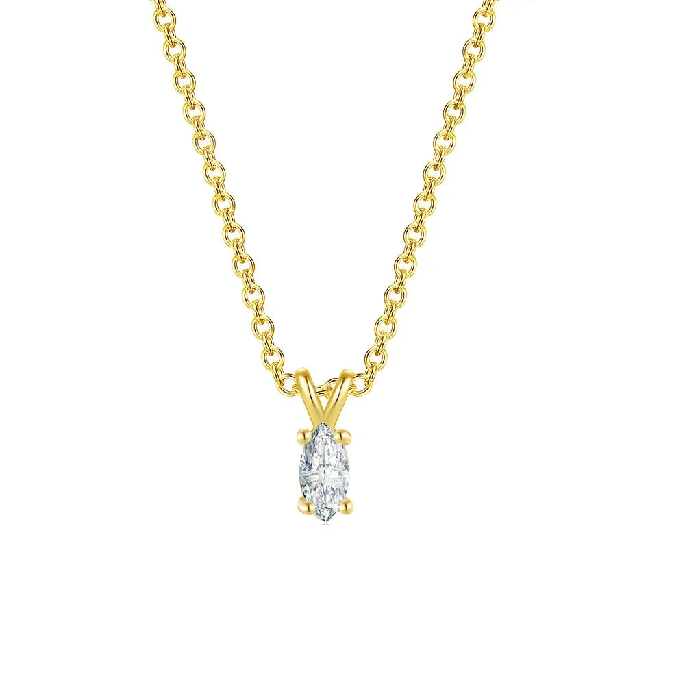 Waterdrop Crystal Pendant Necklace for Women Gold Color Geometric CZ Choker Chain on Neck-Dollar Bargains Online Shopping Australia