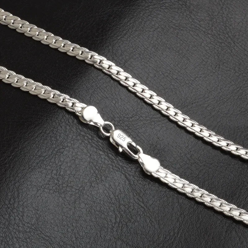 925 Sterling Silver 6mm Side Chain Inch Necklace for Woman Men Fashion Wedding Engagement Jewelry Gift-Dollar Bargains Online Shopping Australia