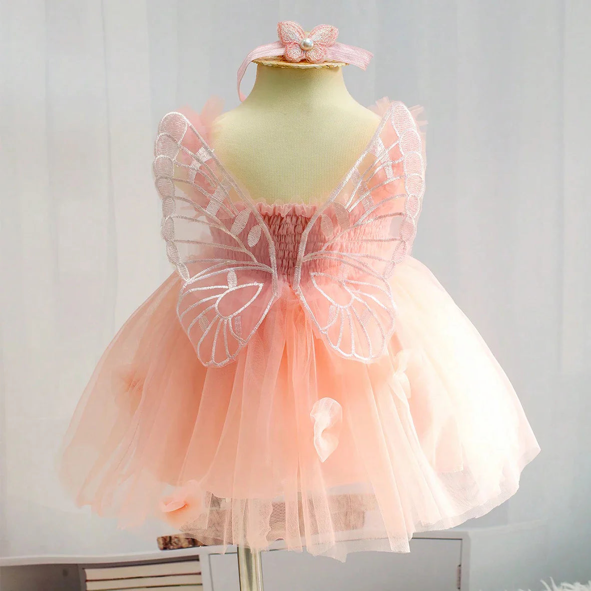 Newborn Girl Photography Outfits with Headband Baby Girl Butterfly Wings Mesh Dress for Photo Shooting Infant Props-Dollar Bargains Online Shopping Australia