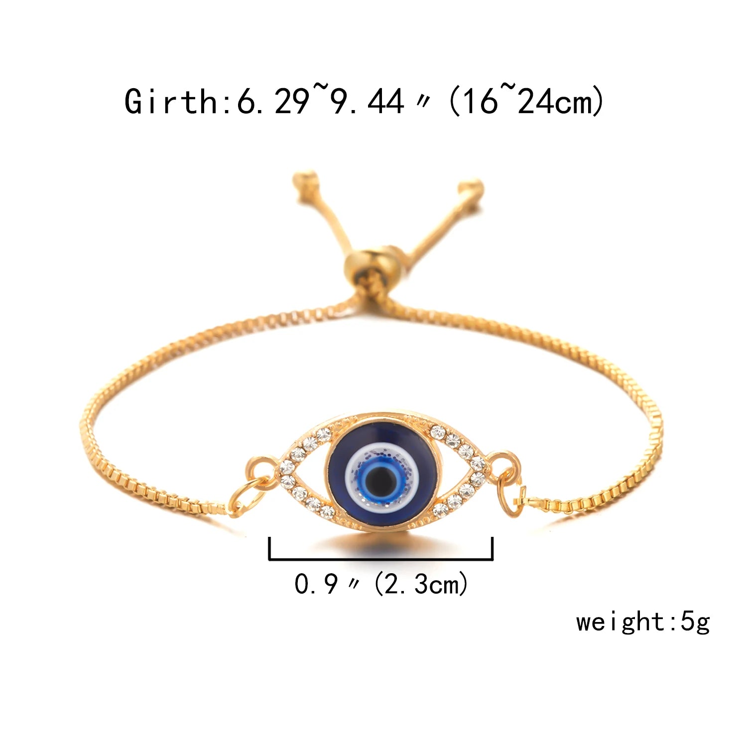 Blue Evil Eye Bracelet For Women Gold Color Silver Color Adjustable Lucky Chain Zircon Bracelet Jewelry Accessory