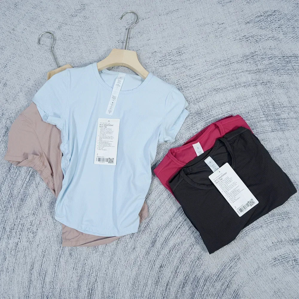 Women's High Elastic Breathable Quick-Drying Tight Short Sleeve Top Yoga Fitness Sports T-shirt