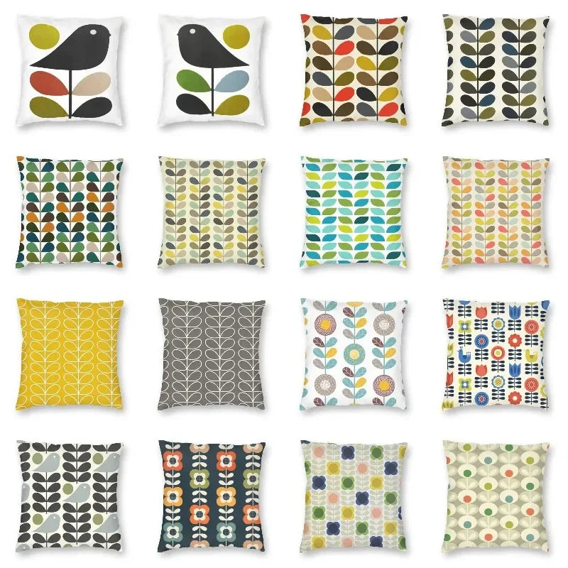 Multi Stem And Bird Cushion Cover Scandinavian Flower Floor Pillow Case for Living Room Sofa Pillowcase Home Decor