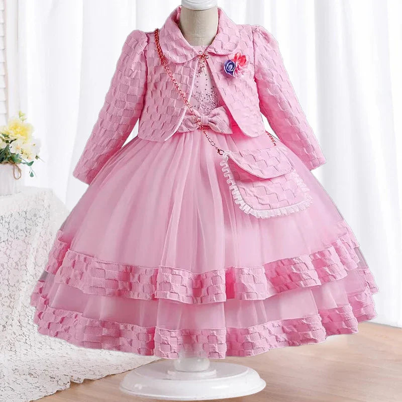 Dress Long sleeved Birthday Party Elegant Evening Dress Performance Fluffy Girl Princess Dress-Dollar Bargains Online Shopping Australia