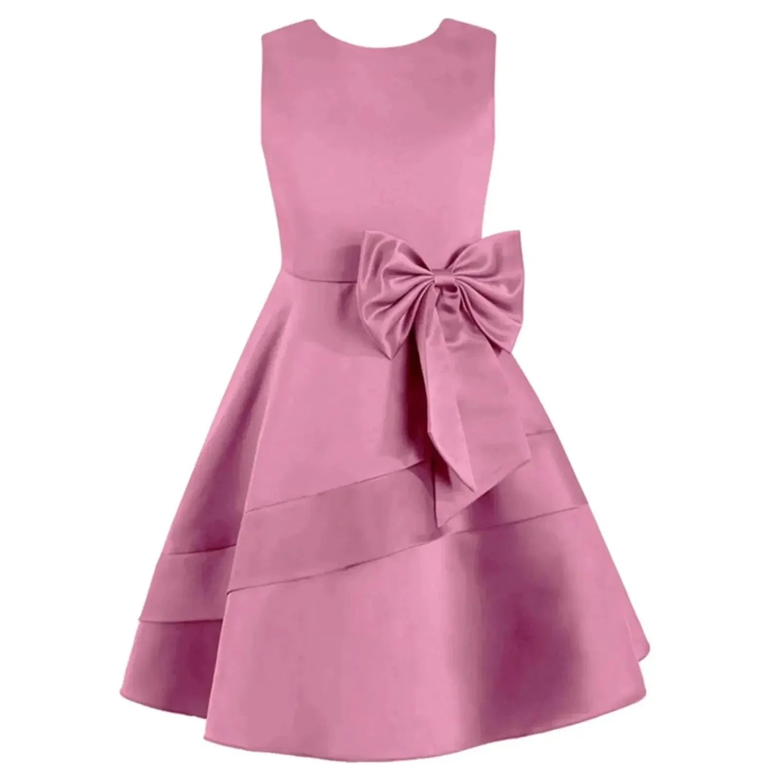 Girls Summer Sleeveless Princess Dress Elegant Satin Wedding Bridesmaid Party Dress Big Bowknot A-line Tutu for Birthday Evening-Dollar Bargains Online Shopping Australia