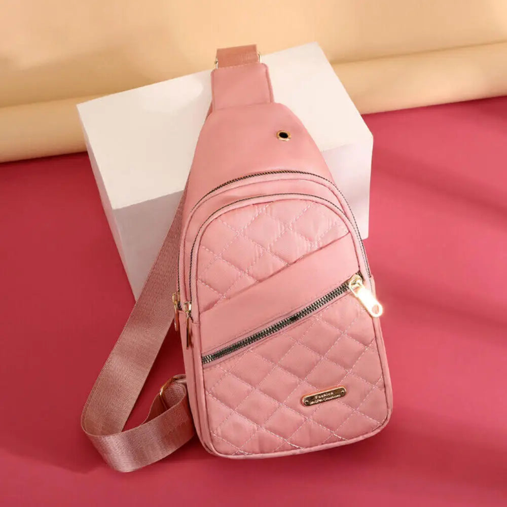 Women Embroidery Rhombus Chest Bag Multi-Layer Large-Capacity Single-Shoulder Diagonal Bag Casual Rhombus Chest Handbag-Dollar Bargains Online Shopping Australia