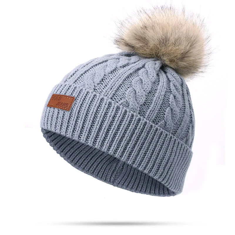Warm Winter Baby Hats with Scarves for Kids Wool Pompom Baby Hat Children Bonnet Cap Boys Girls Knitted Scarf Gloves Beanie Caps-Dollar Bargains Online Shopping Australia