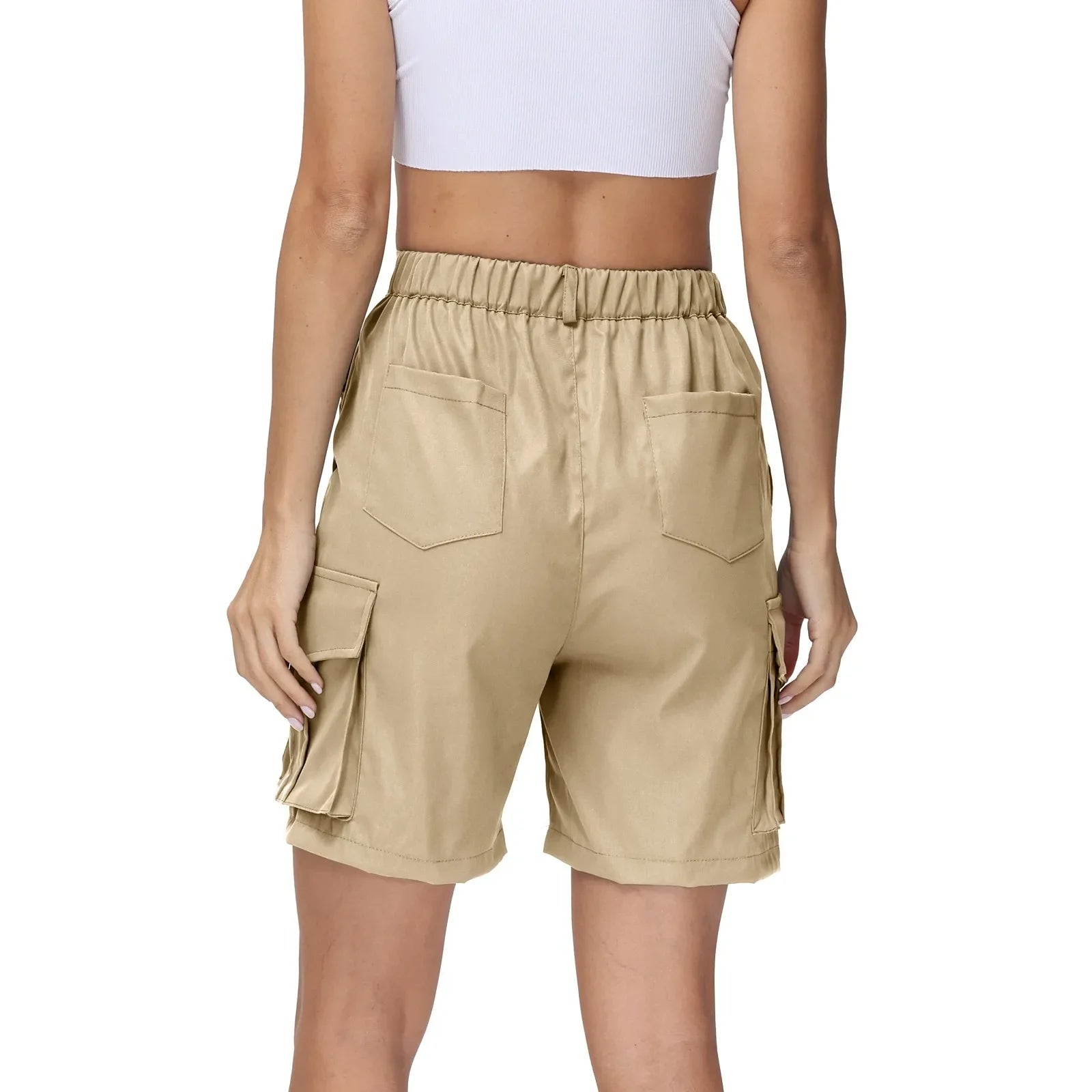 Women Summer Cargo Shorts Solid Casual Pockets Beach Short Pants Short Pants All Match Streetwear Bottoms-Dollar Bargains Online Shopping Australia