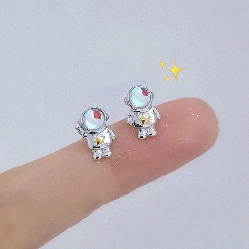 Planet Earrings Silver Color Piercing for Women Moon Star Crystal Zircon Ear Stud Earrings Tragus Cartilage Body Jewelry-Dollar Bargains Online Shopping Australia