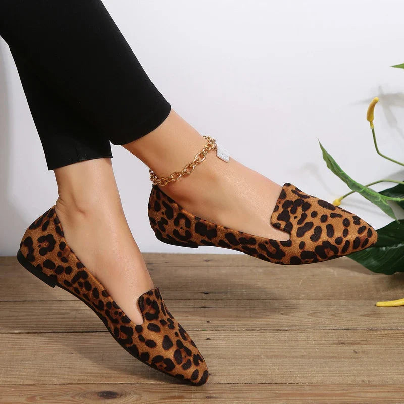 Loafers Flats Leopard Pointed Toe Casual Women Shoes Comfortable Walking