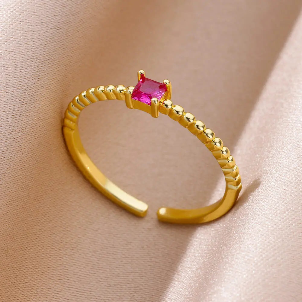 Rings for Women Gold Color Couple Jewelry Aesthetic Adjustable Punk Embossed Hollow Wide Ring-Dollar Bargains Online Shopping Australia