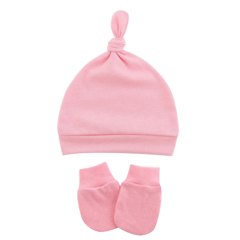 Newborn Baby Hat With Gloves Cotton Bonnet Baby Beanie For Girls Spring Soft Infant Cap Boy Toddler Accessories Gift-Dollar Bargains Online Shopping Australia
