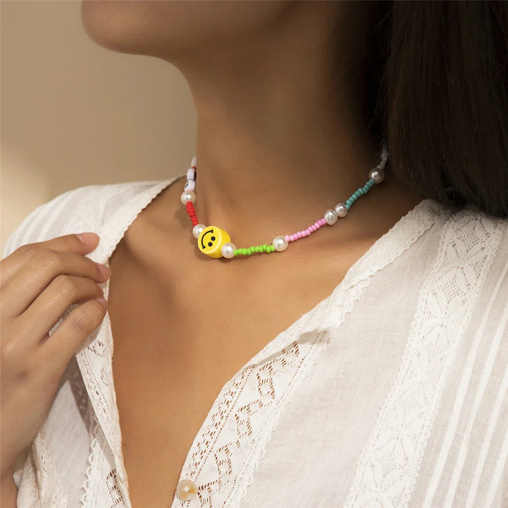 Boho Choker Simple Vintage Red Heart Shape Necklace For Women Fashion Collar Beads Jewelry Party Gift-Dollar Bargains Online Shopping Australia