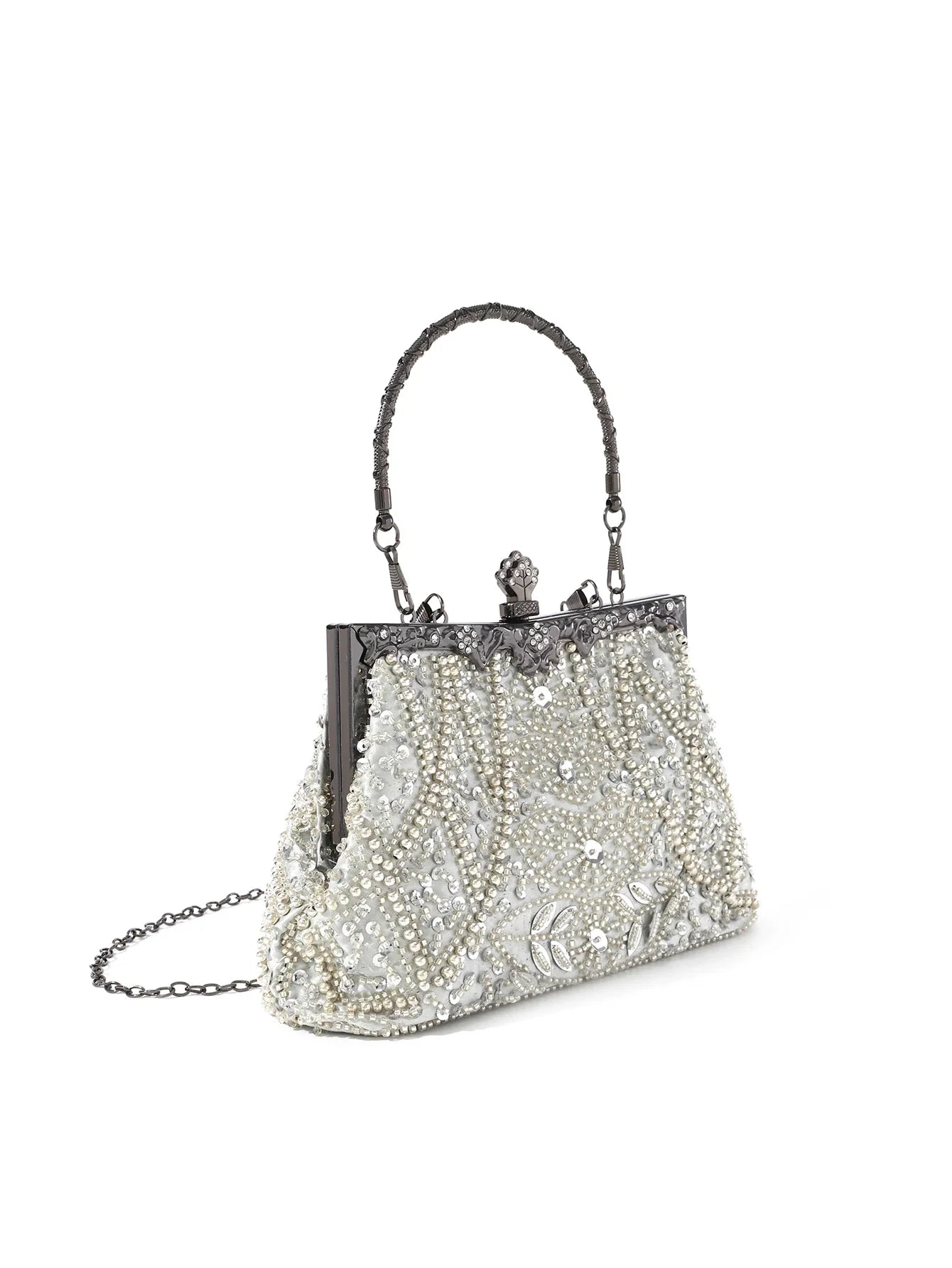 vintage Heavy industry embroidery flower beaded hand-held evening bag for party