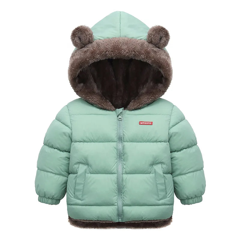 Baby Boys Girls Jacket Hooded Cotton Outerwear Children's Thick Fleece Coat Cashmere Padded Jackets Winter Boys Girls Warm Coats