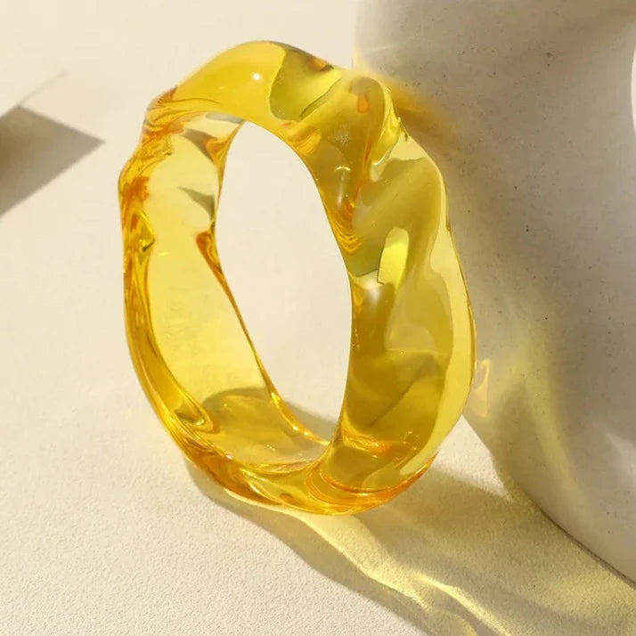 Transparent Resin Acrylic Bangles For Women Geometry Round Bangle Bracelets Charm Thick Simple Party Hand Jewelry-Dollar Bargains Online Shopping Australia