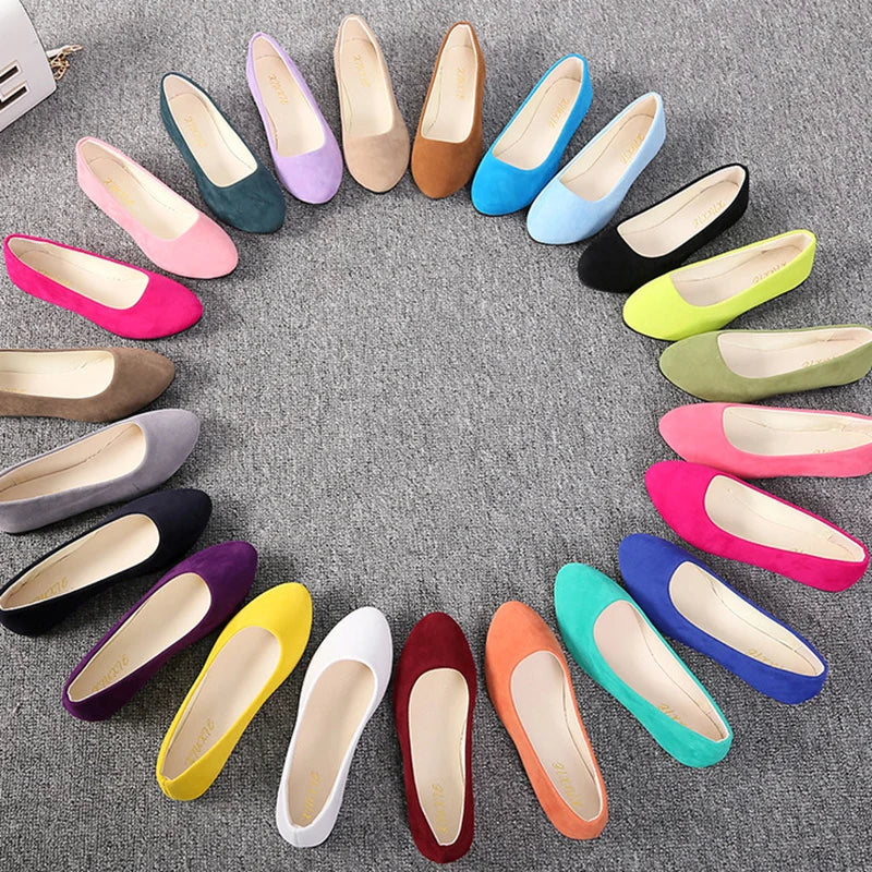 Women Flats Slip on Flat Shoe Candy Color Pointed Toe Female Loafers Plus Size Shoes Woman Spring Faux Suede Ladies Ballet Flats-Dollar Bargains Online Shopping Australia