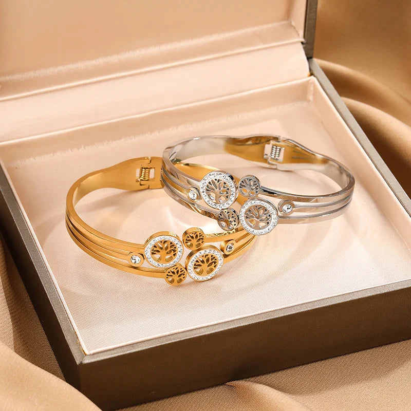 Stainless Steel Bangle Tree Of Life Wristband Two Colors-Dollar Bargains Online Shopping Australia