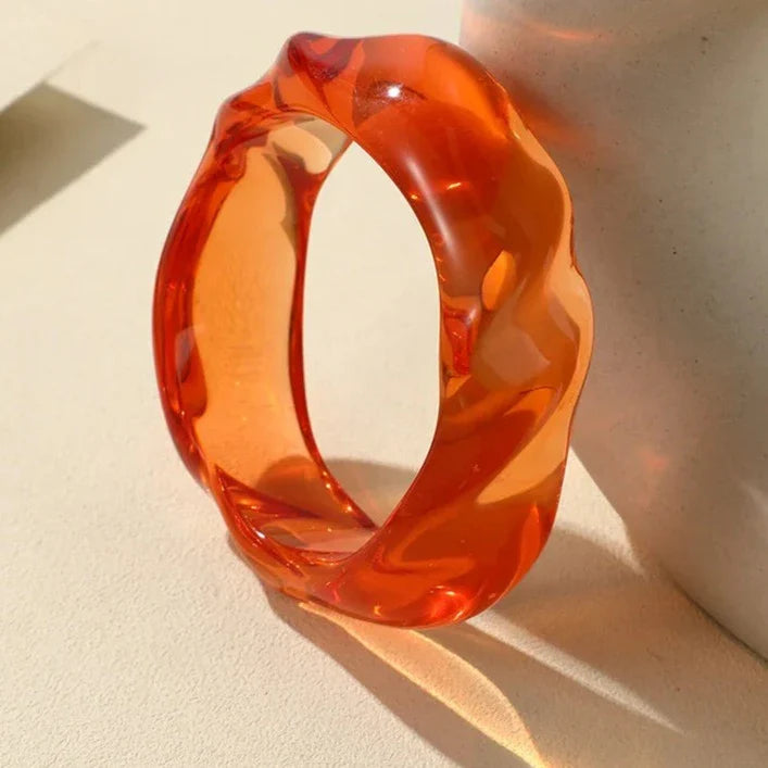 Transparent Resin Acrylic Bangles For Women Geometry Round Bangle Bracelets Charm Thick Simple Party Hand Jewelry-Dollar Bargains Online Shopping Australia