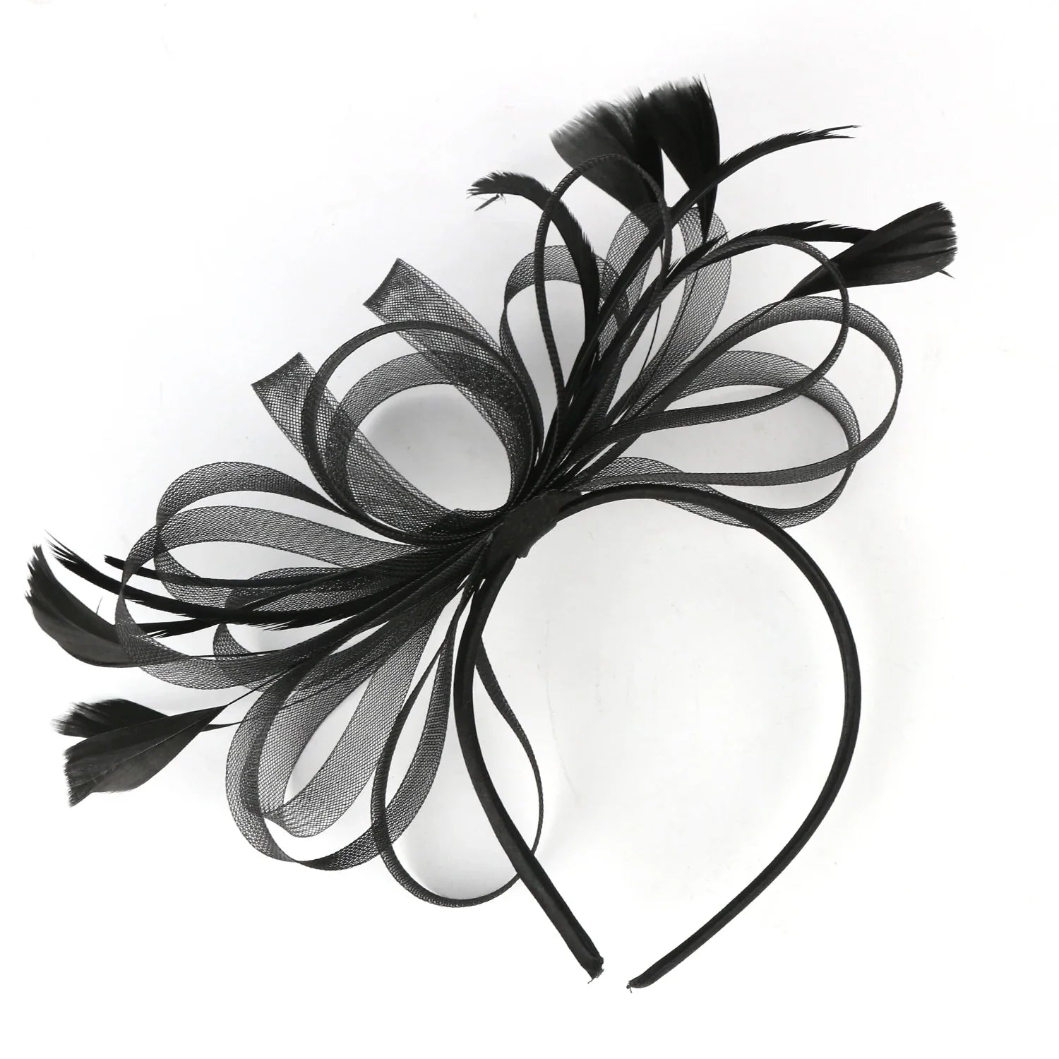 Women Chic Fascinator Hat Cocktail Wedding Party Church Headpiece Fashion Headwear Feather Hair Accessories Bride Hairpin