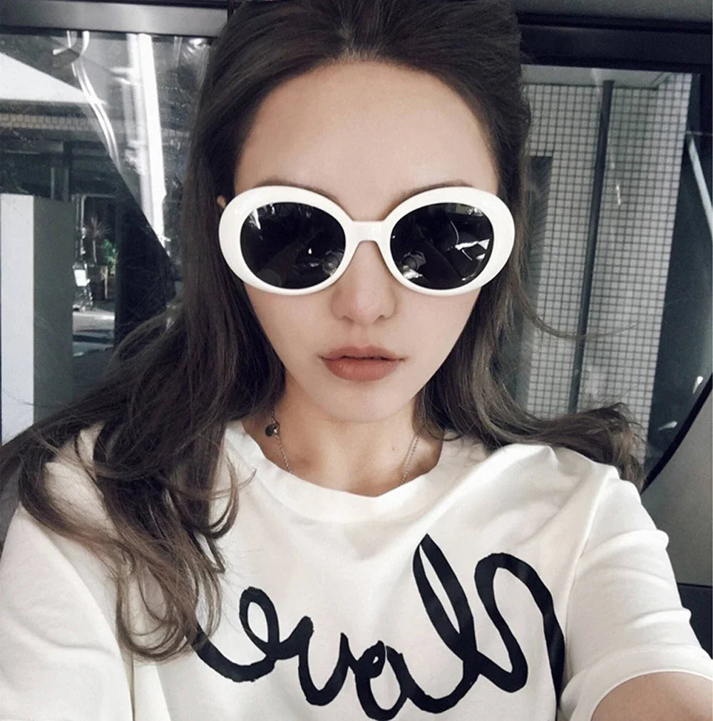 Goggle Glasses Oval Sunglasses Ladies Trendy Hot Vintage Retro Sunglasses Women's White Black Eyewear UV-Dollar Bargains Online Shopping Australia
