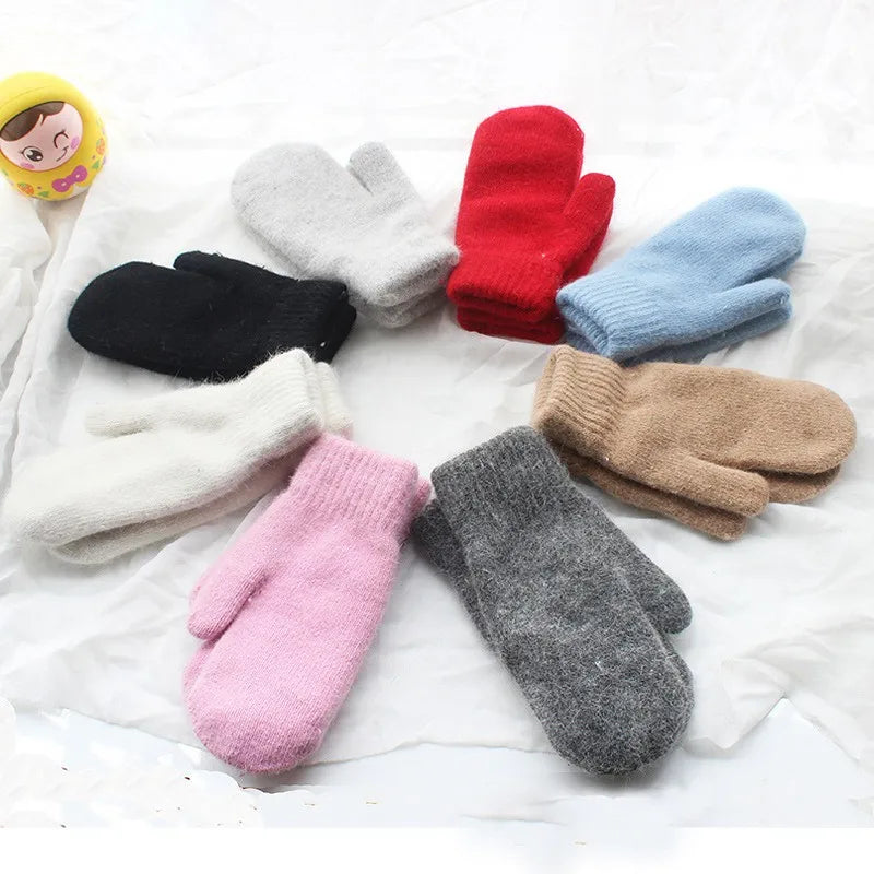 Women Winter Keep Warm Plush Gloves Elasticity Soft Full Fingers Mittens Knitted Girls Fashion Gloves-Dollar Bargains Online Shopping Australia