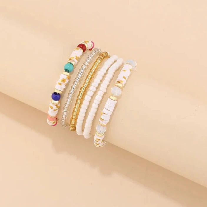 Trendy Acrylic Bohemian Bracelets Set for Women Multi-layer Seed Beads Chain Bracelet Bangles Charm Ladies Diy Fashion Jewellery