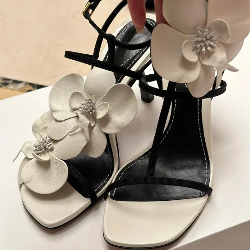 Flower Luxury Designer High Heels Women Fashion Sandals Female Slingback Sandals Women Brand Party Dress Shoes Pumps-Dollar Bargains Online Shopping Australia