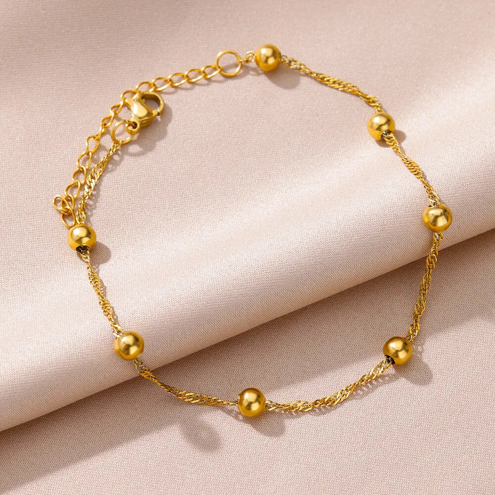 Anklets for Women Summer Beach Accessories Stainless Steel Imitation Pearl Chain Anklet Gold Color Leg Bracelets Bodychain Gifts-Dollar Bargains Online Shopping Australia
