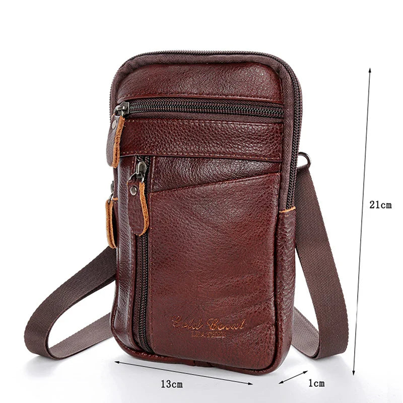 Men'S Shoulder Bag Multi-Function Leather Messenger Bag Casual Crossbody Bags High Quality Male Purse Phone Men'S Chest Pack