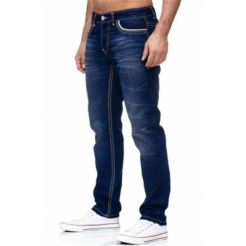 Men Jeans Solid Pockets Stretch Denim Straight Pants Spring Summer Business Casual Trousers Daily Streetwear Men's Clothing-Dollar Bargains Online Shopping Australia